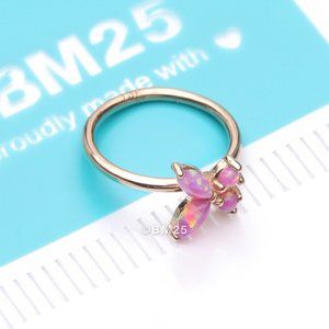 14 Karat Gold Brilliant Fire Opal Dainty Butterfly Bendable Hoop Ring